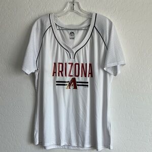 Arizona Diamondbacks MLB Baseball Jersey Majestic Mesh White Womens Dback 2XL‎